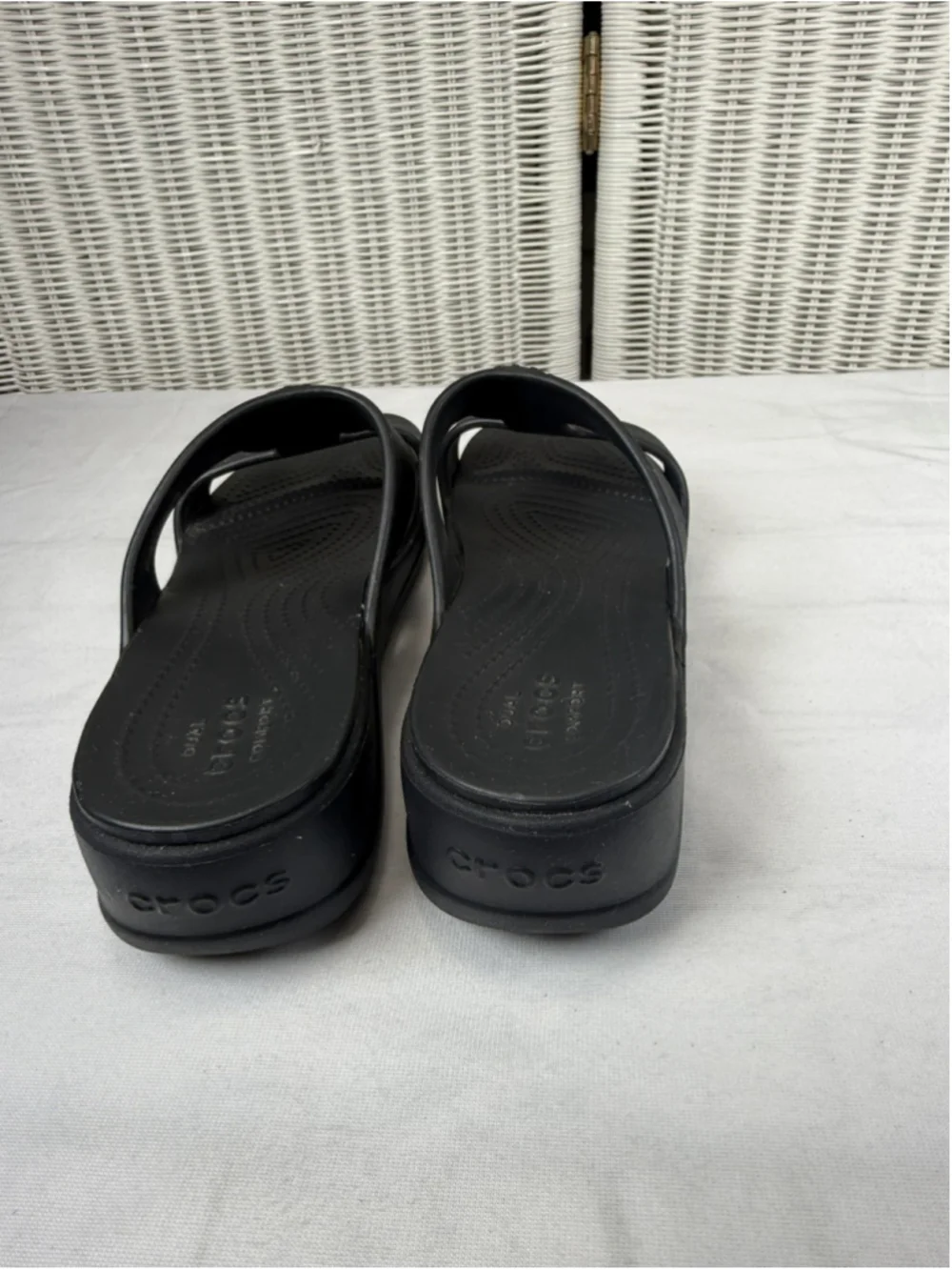 Crocs Monterey Diamante Wedge Slide Sandals Slip On Women 8 Navy Blue 206367